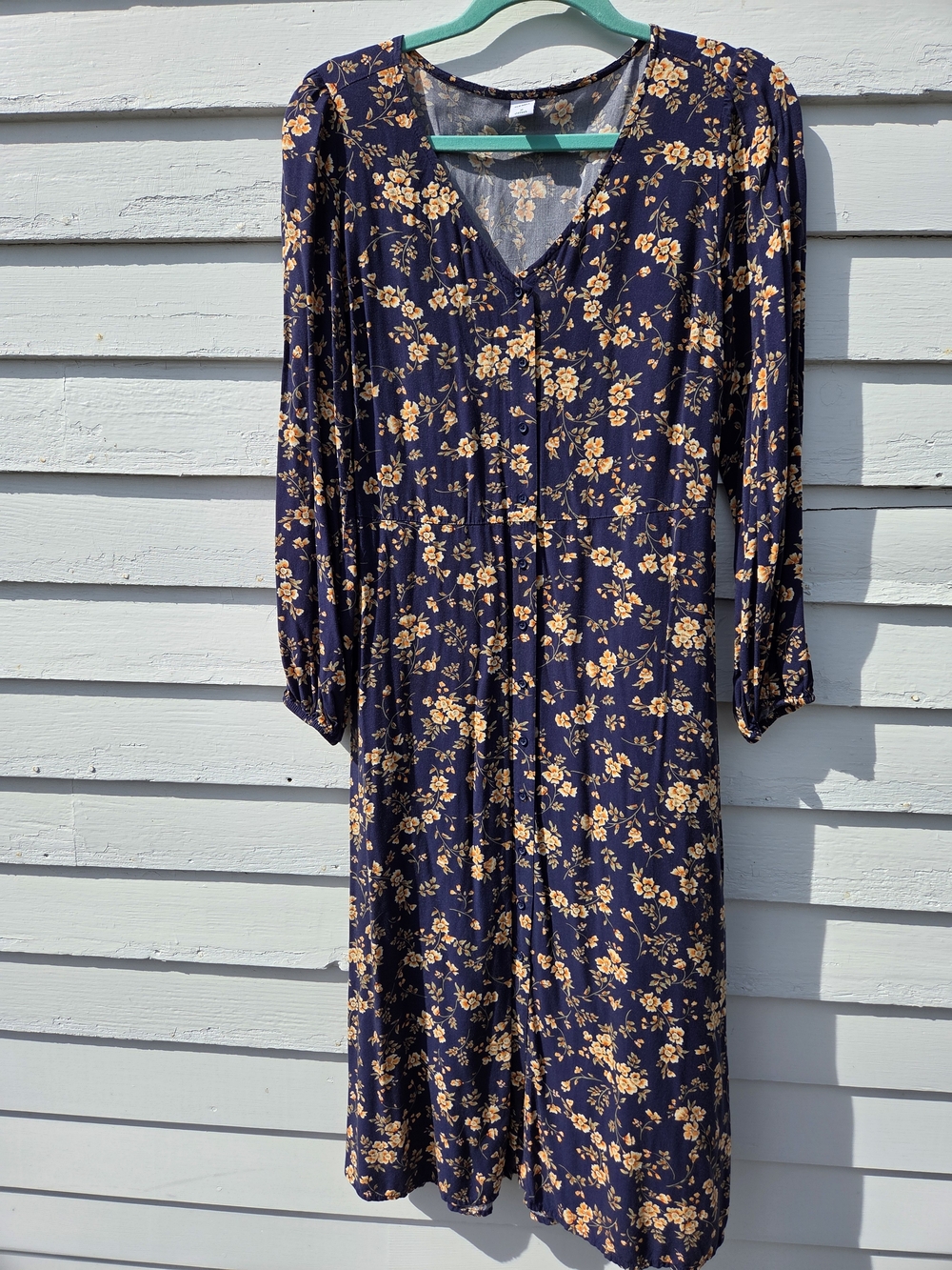 Old Navy Navy Blue Dress with Orange Floral Print - Picture 4 of 9